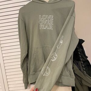 Seek Discomfort Womens Sweatshirt Love Over Fear Graphic Hoodie